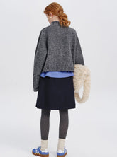 Abstract Floral Embroidered Knit Sweater